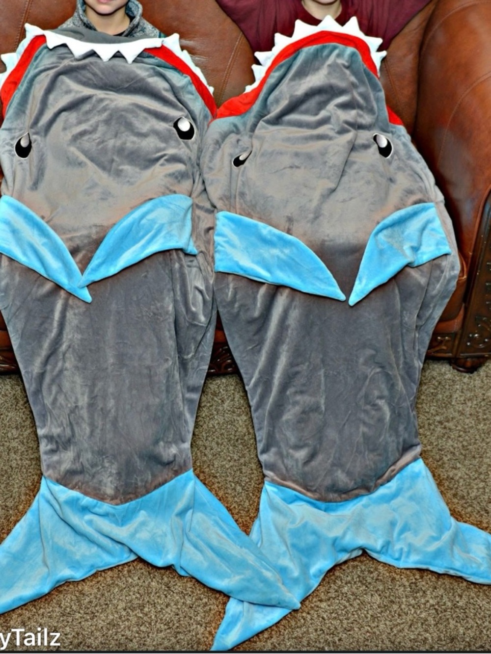 Shark Plush Wearable Sleeping Bag Blanket - Gray & Light Blue